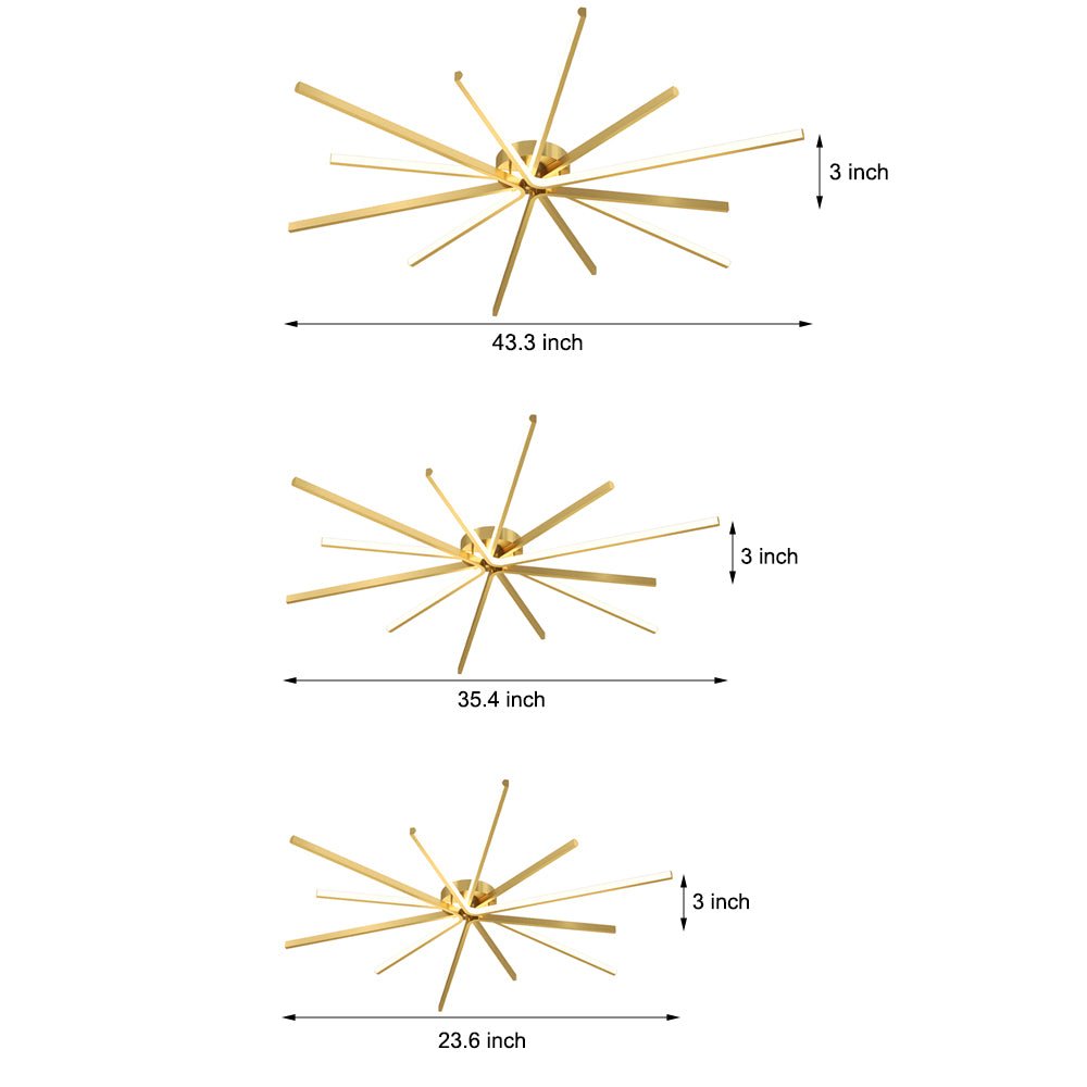 Copper Starbursts Ceiling Light Star-shaped Ceiling Lighting Fixture