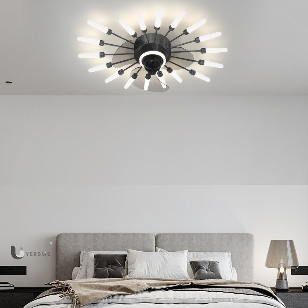 Creative Flower Mute Three Step Dimming Nordic Ceiling Fans with Lights