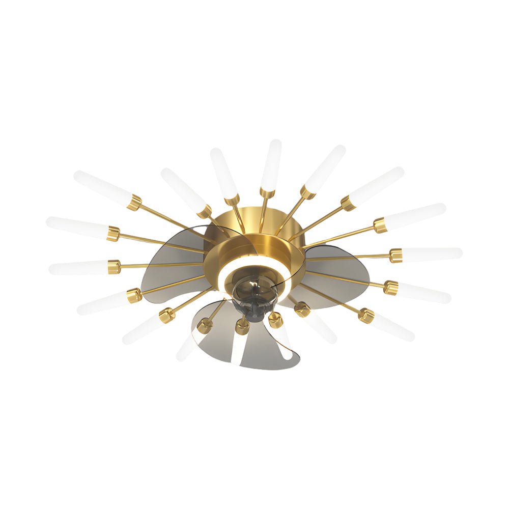 Creative Flower Mute Three Step Dimming Nordic Ceiling Fans with Lights