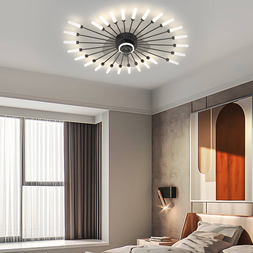 Creative Flower Mute Three Step Dimming Nordic Ceiling Fans with Lights