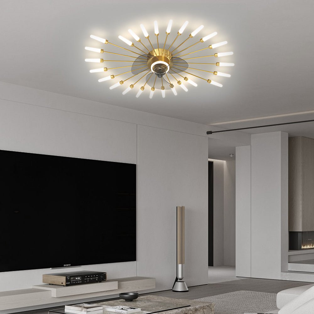 Creative Flower Mute Three Step Dimming Nordic Ceiling Fans with Lights