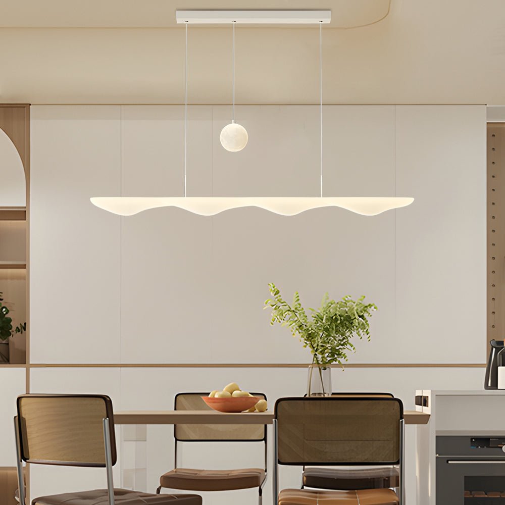 Creative Modern White Waves Moon Three Step Dimming Chandeliers