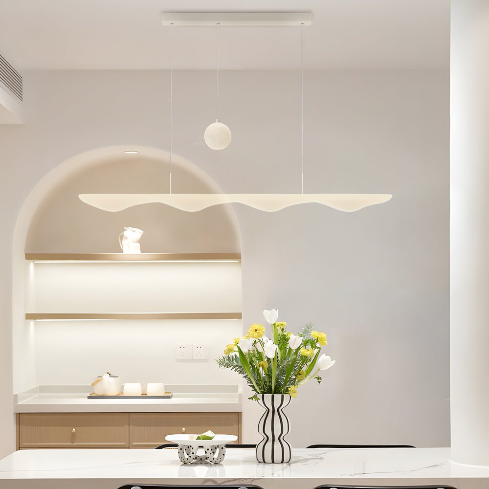 Creative Modern White Waves Moon Three Step Dimming Chandeliers