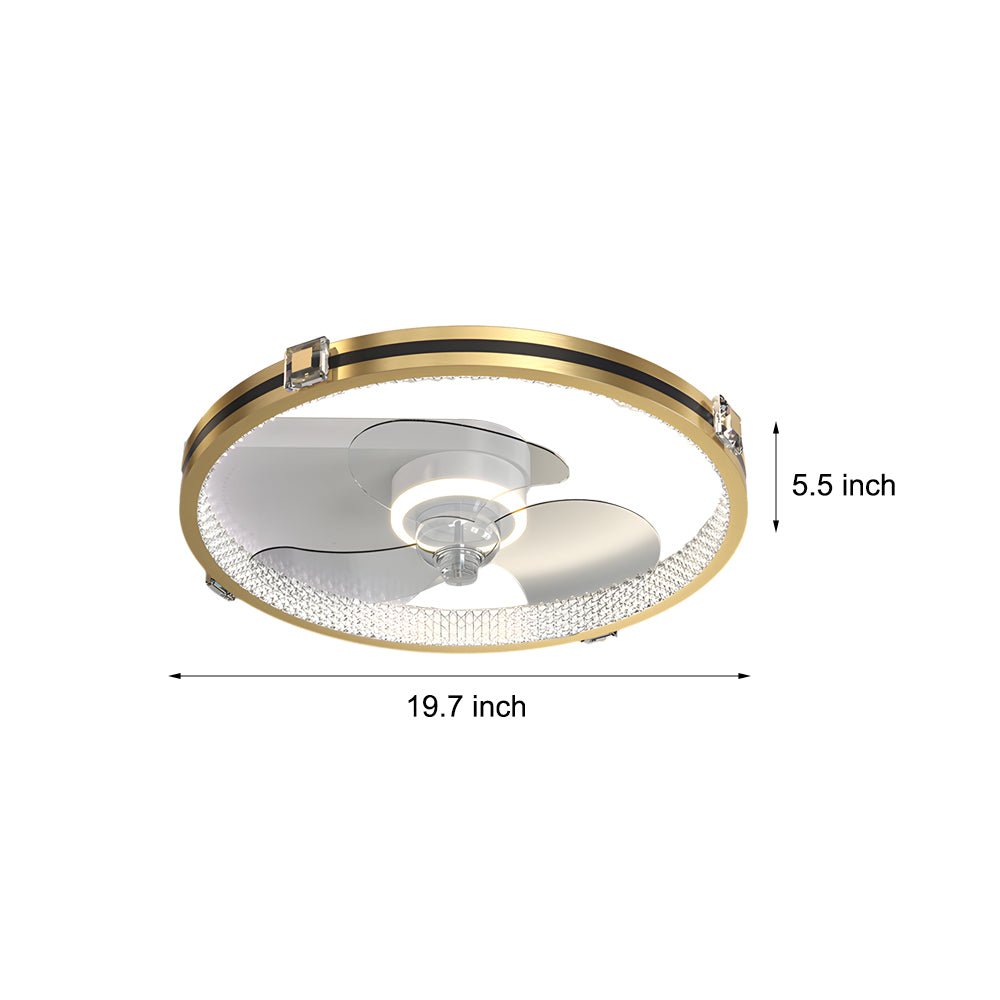 Creative Ring LED Three Step Dimming Mute Gold Modern Ceiling Fans with Lights