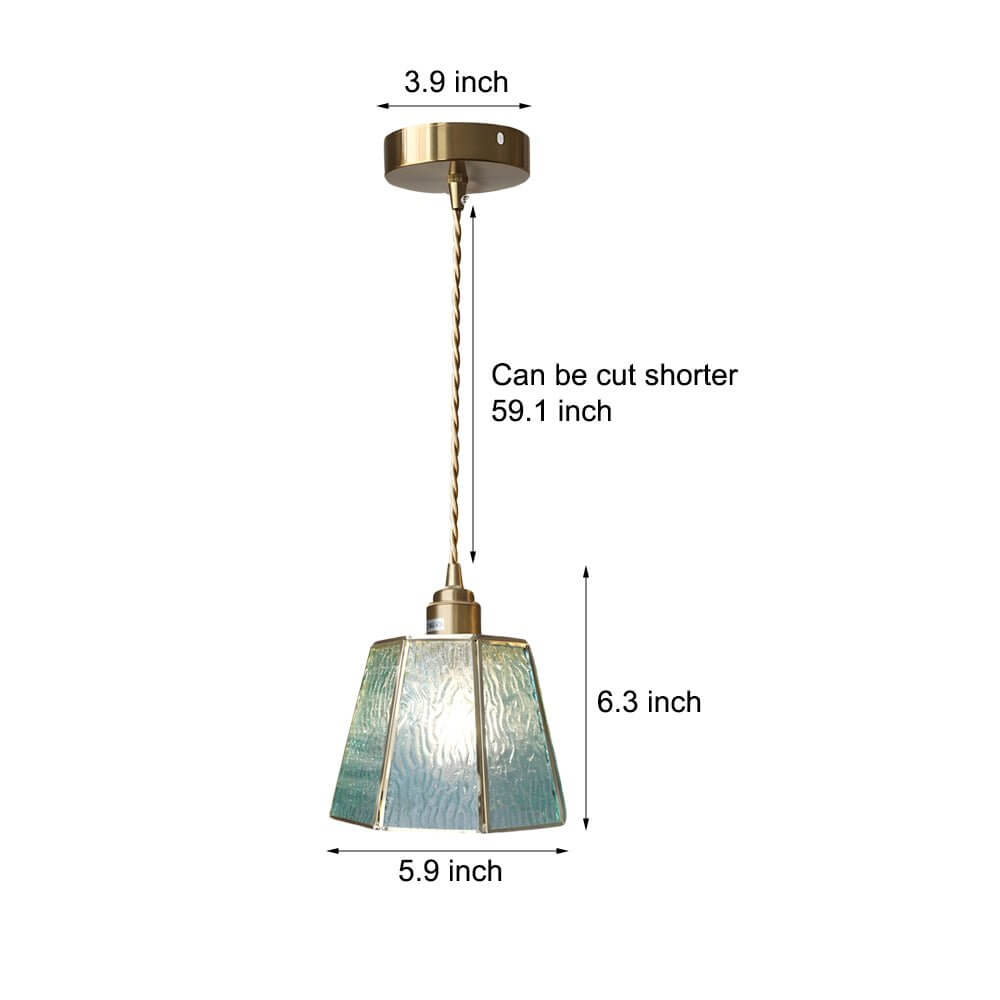 Elegant Brass and Glass Polygonal 4W LED Pendant Light - Adjustable Height