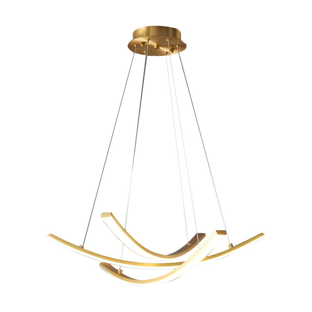 Elegant Curved Copper Strip wide-spectrum LED Pendant Light
