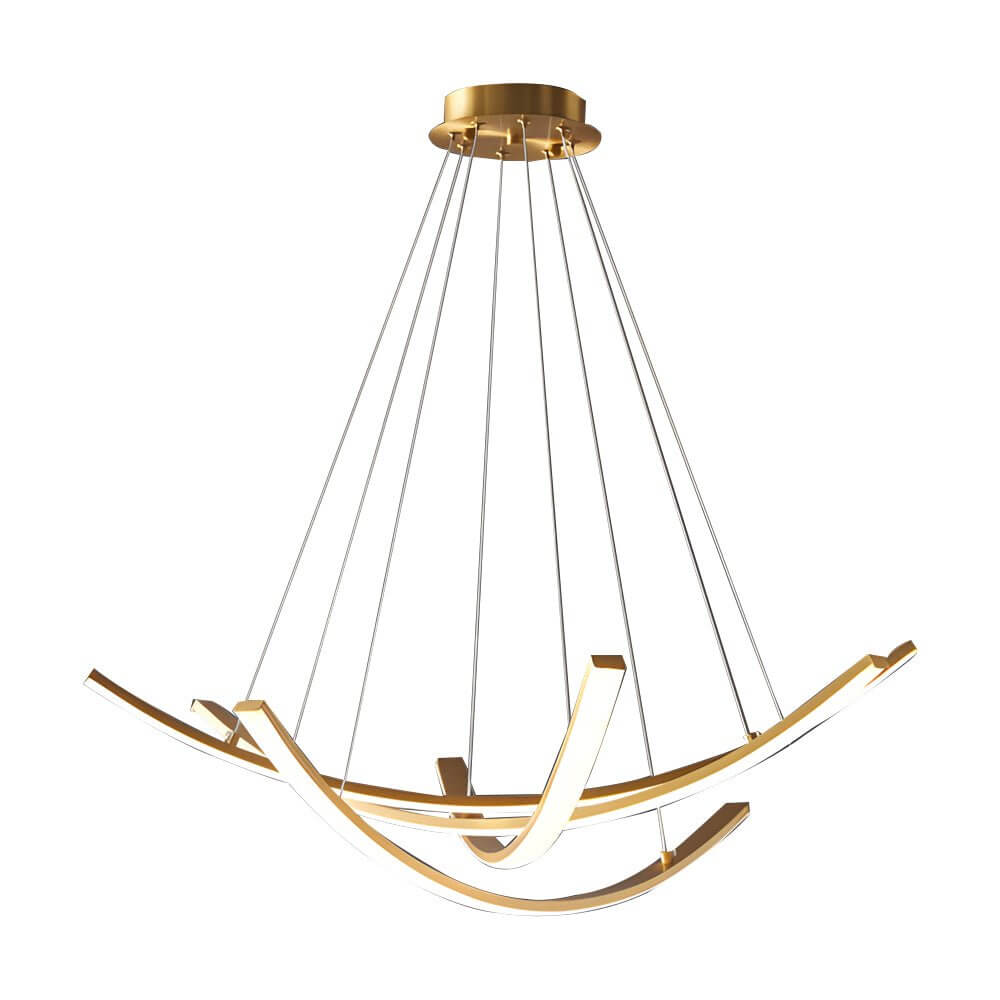 Elegant Curved Copper Strip wide-spectrum LED Pendant Light