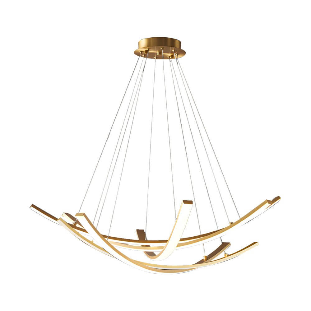 Elegant Curved Copper Strip wide-spectrum LED Pendant Light