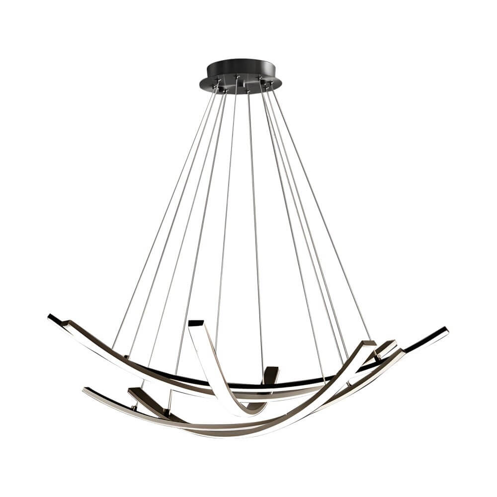 Elegant Curved Copper Strip wide-spectrum LED Pendant Light
