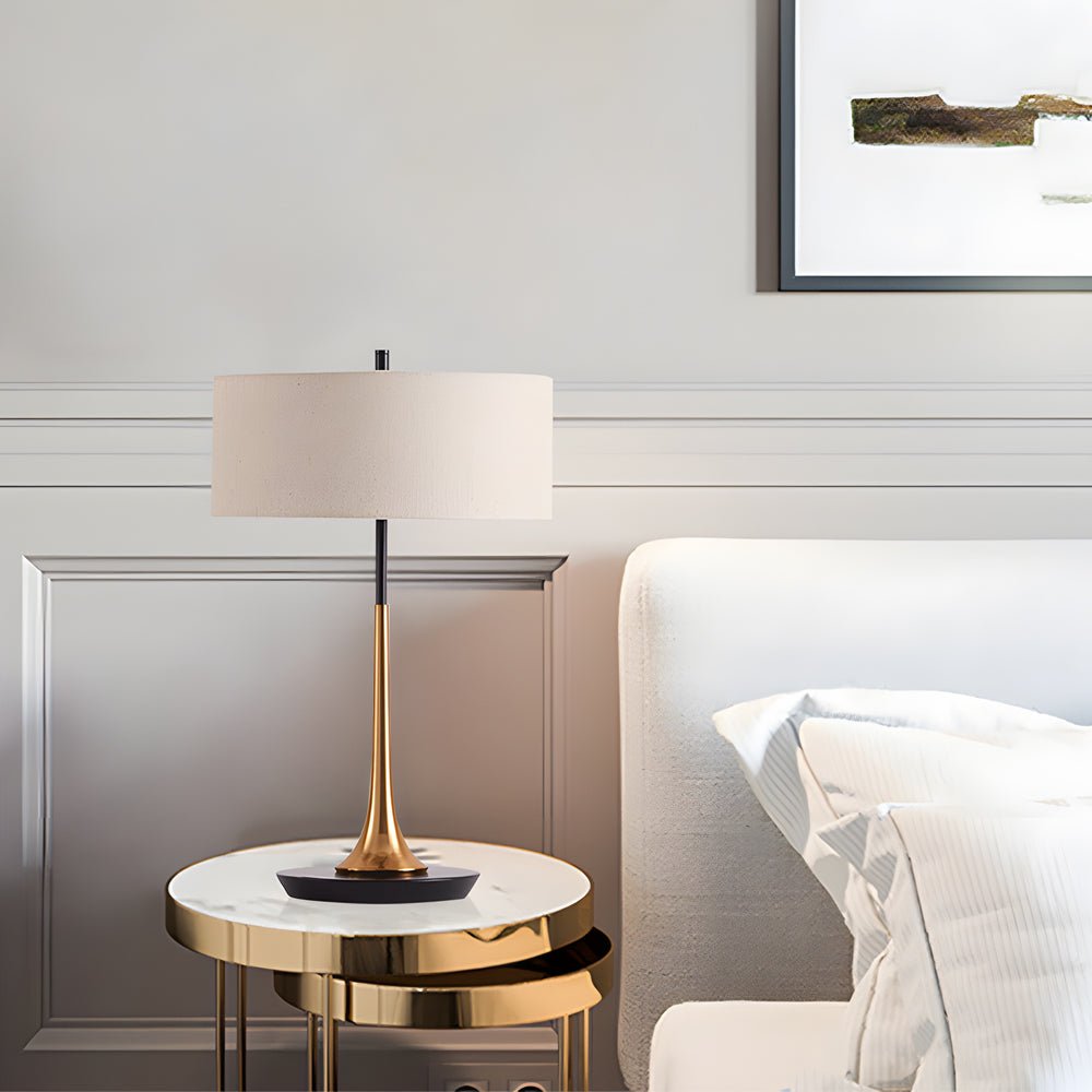 Fabric Table Lamp Elegant Modern Metal LED Bulbs Light