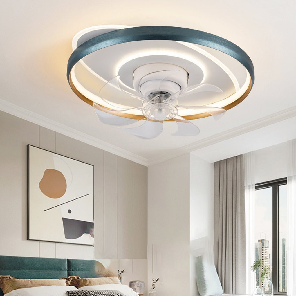 Flush Mounted Ceiling Fan with Light Dimming LED Fan Light