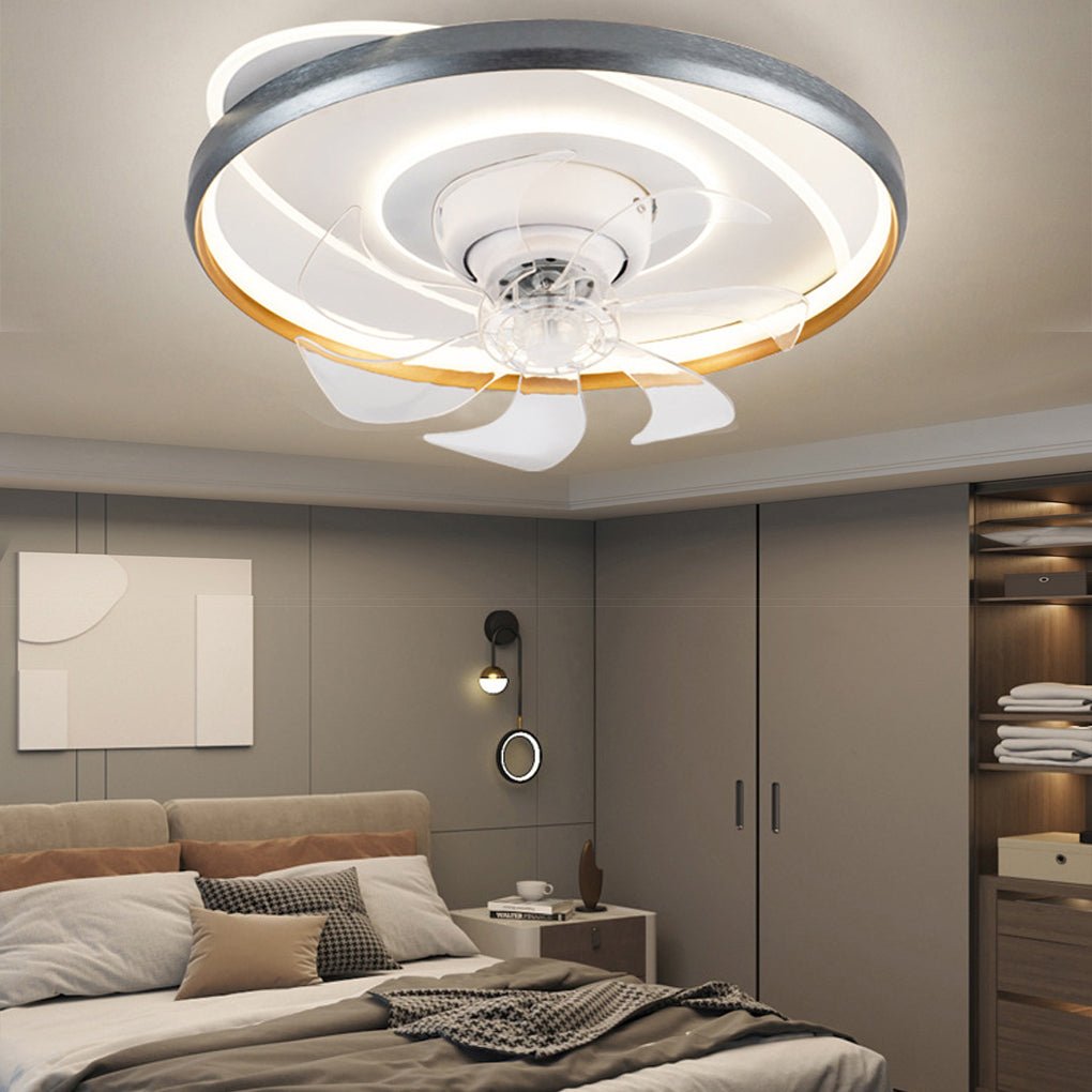 Flush Mounted Ceiling Fan with Light Dimming LED Fan Light