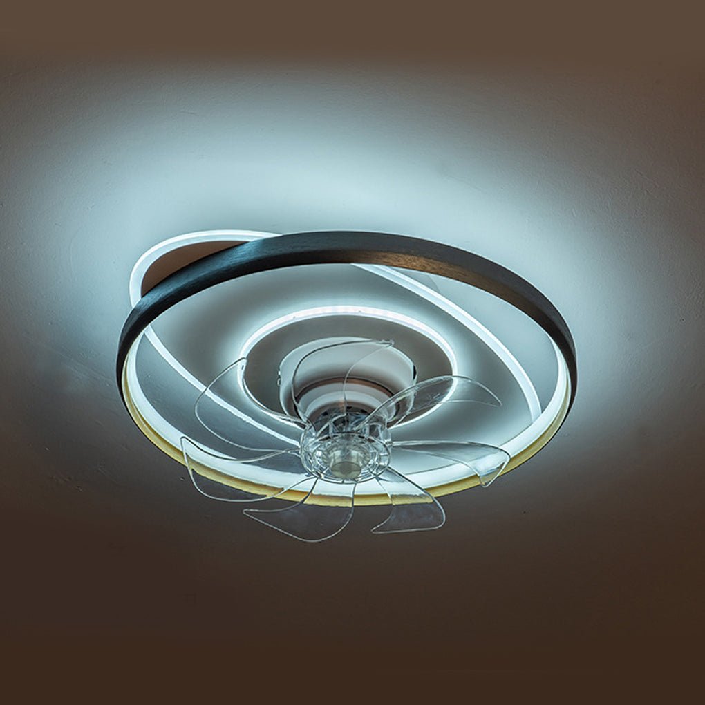 Flush Mounted Ceiling Fan with Light Dimming LED Fan Light