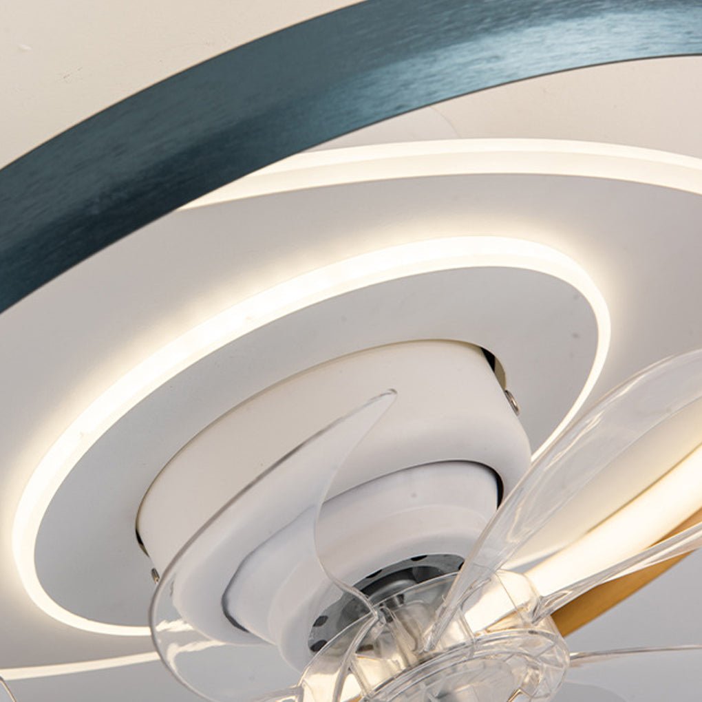 Flush Mounted Ceiling Fan with Light Dimming LED Fan Light