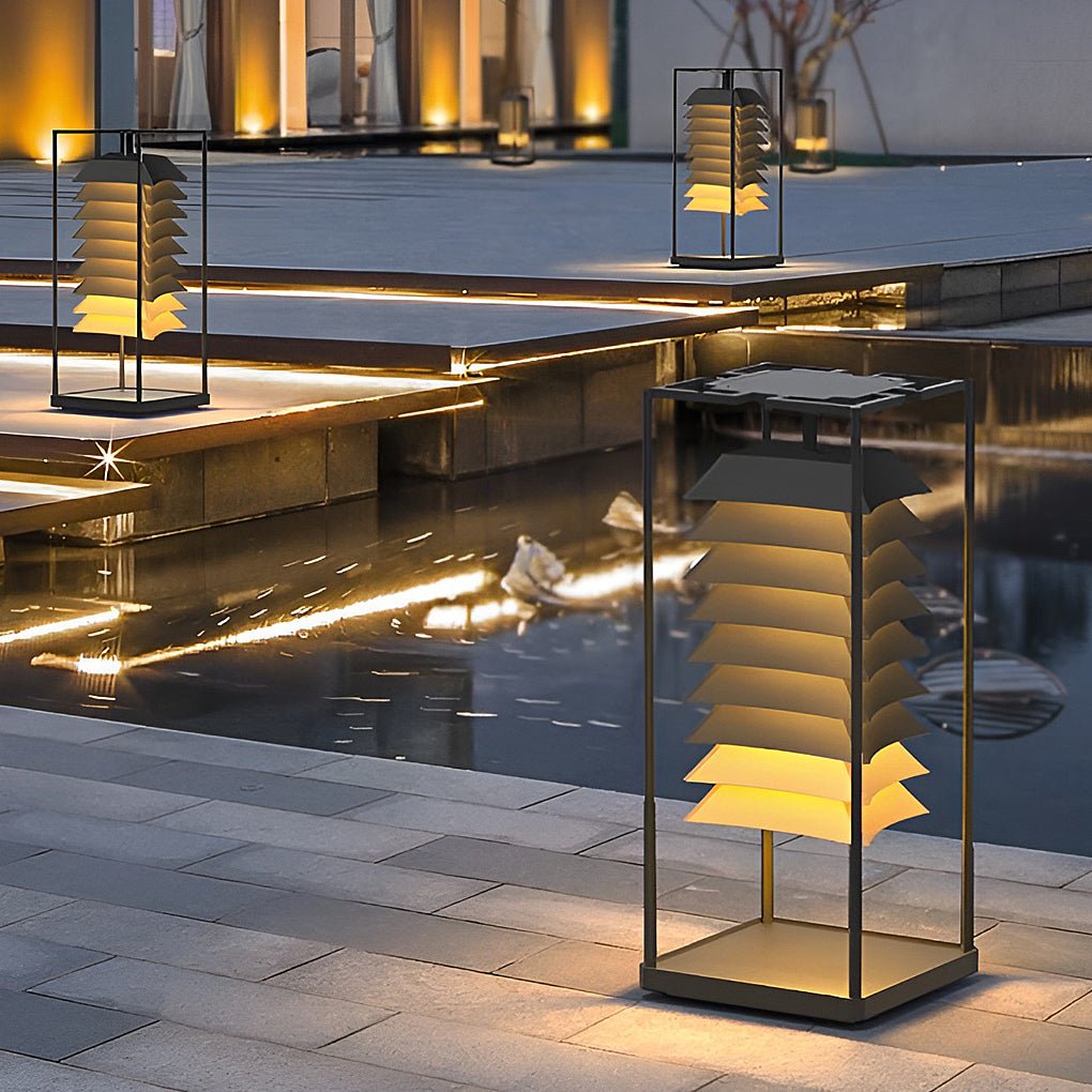 Freestanding Layered LED Pillar Light Outdoor Waterproof Garden Lamp