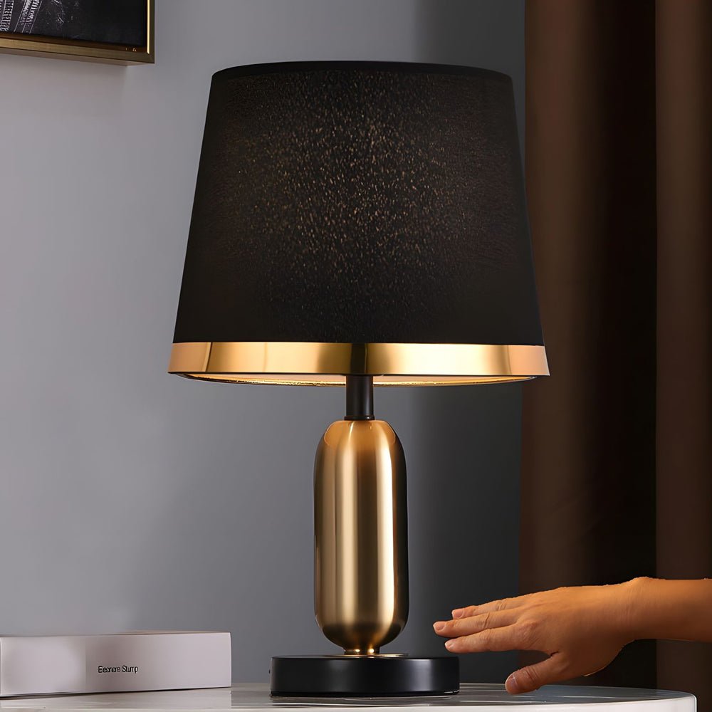 Gold White Table Lamp Modern Iron and Fabric Lamp