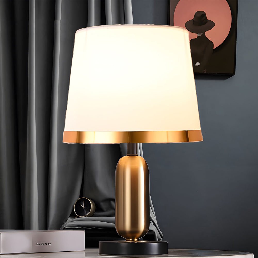 Gold White Table Lamp Modern Iron and Fabric Lamp
