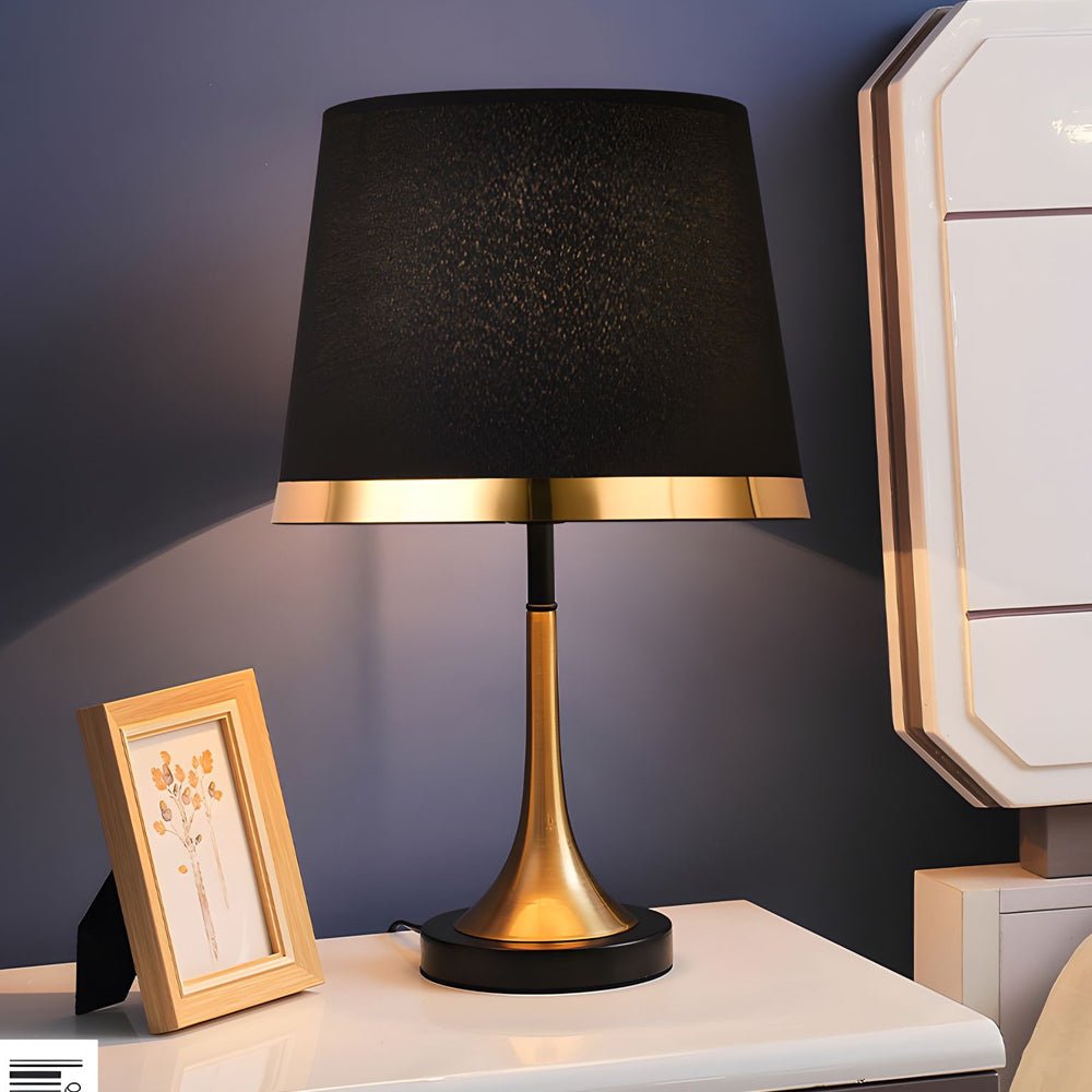 Gold White Table Lamp Modern Iron and Fabric Lamp