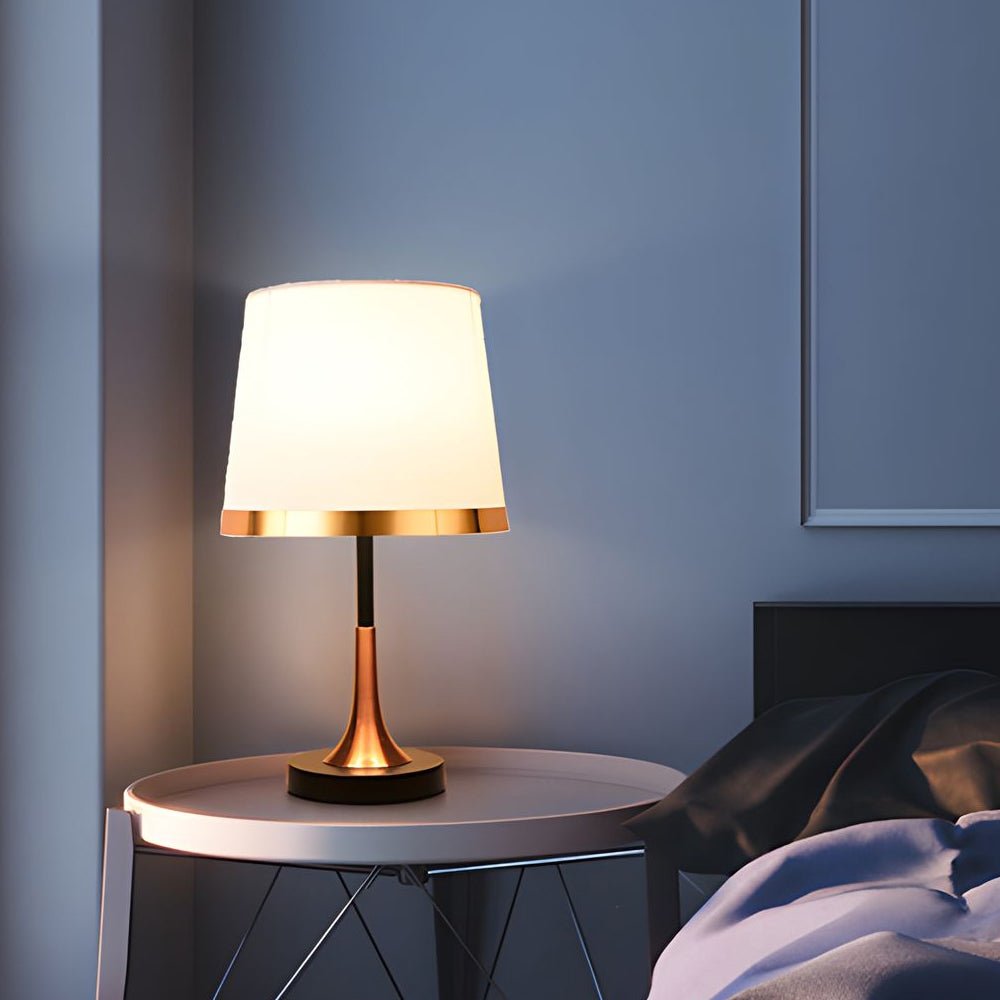 Gold White Table Lamp Modern Iron and Fabric Lamp