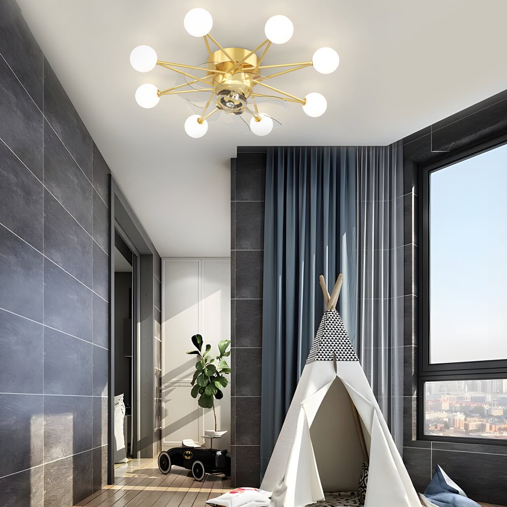 Indoor Ceiling Fans with Lights Star-Shaped Adjustable Light