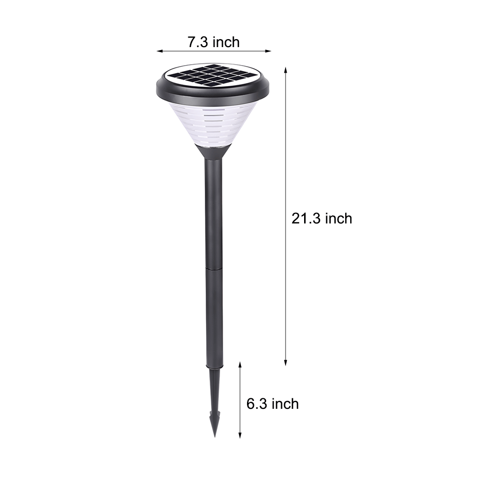 Modern Black LED Solar Pathway Lights 27.6-Inch High with Clear Frosted Lampshade