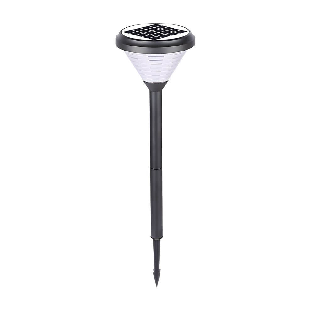 Modern Black LED Solar Pathway Lights 27.6-Inch High with Clear Frosted Lampshade
