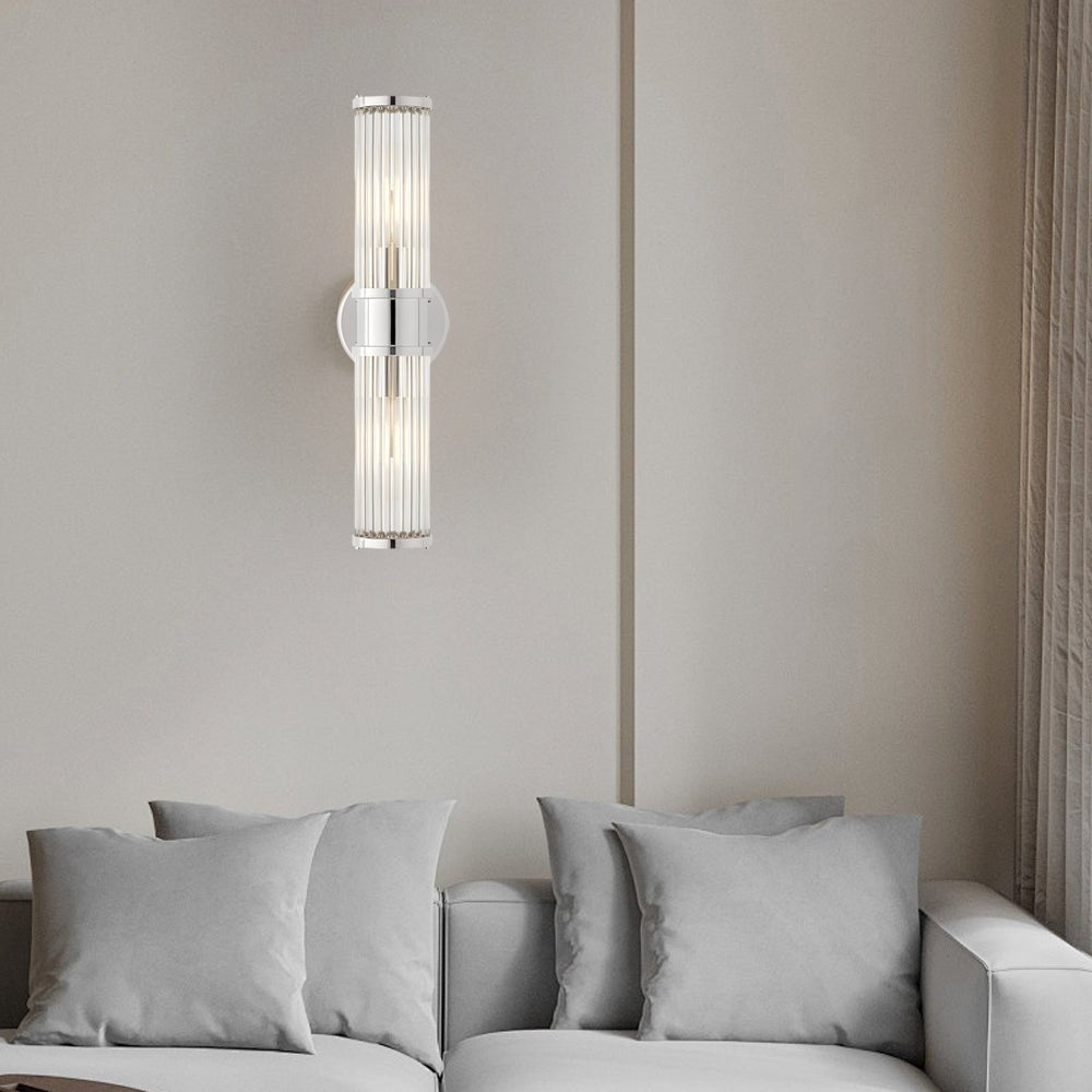 Modern Chrome/Gold Wall Sconce with Cylinder Clear Glass Shade