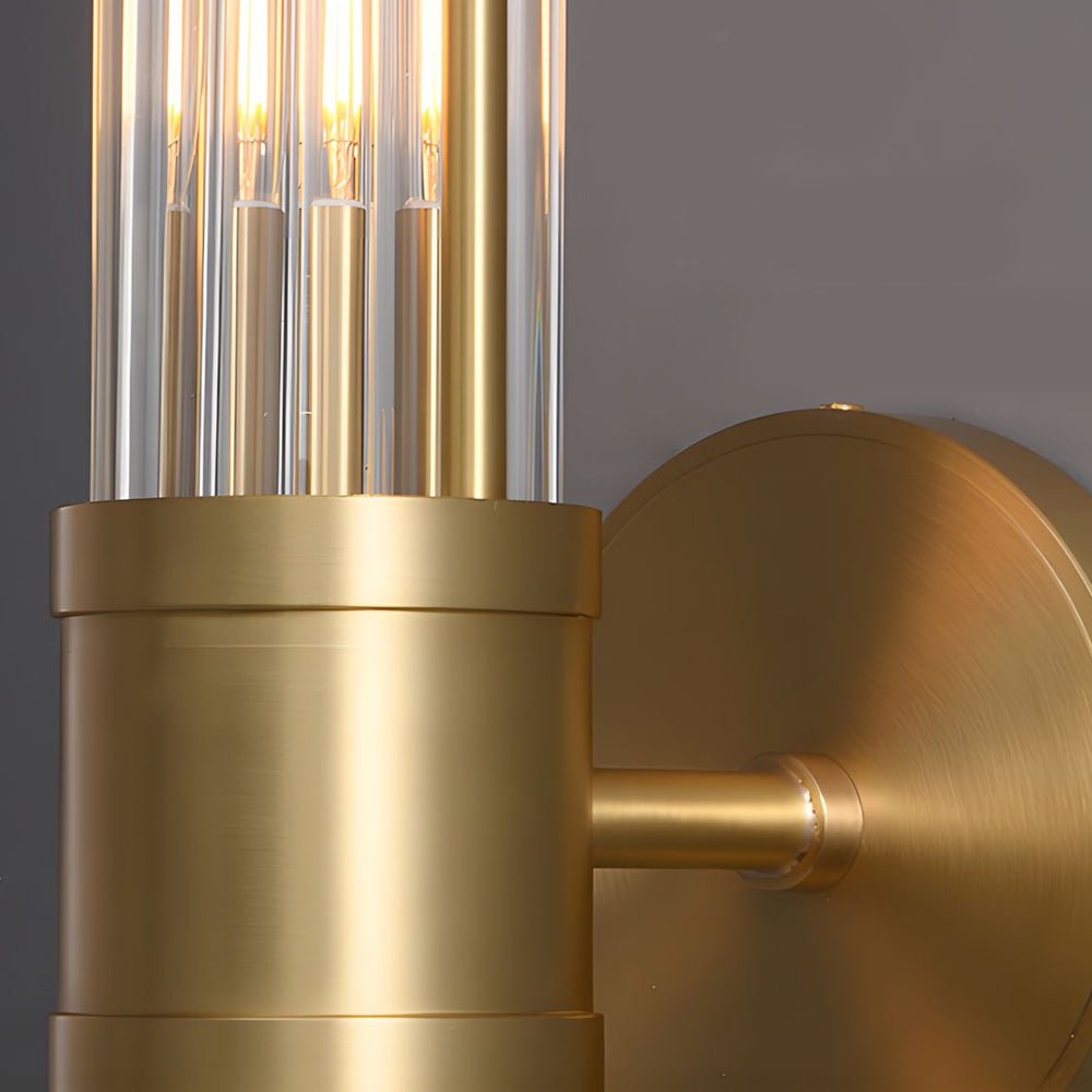 Modern Chrome/Gold Wall Sconce with Cylinder Clear Glass Shade