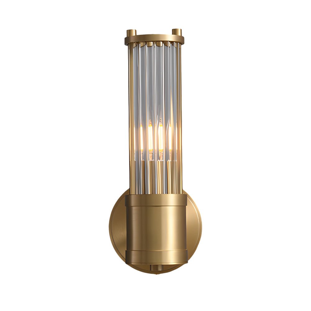 Modern Chrome/Gold Wall Sconce with Cylinder Clear Glass Shade
