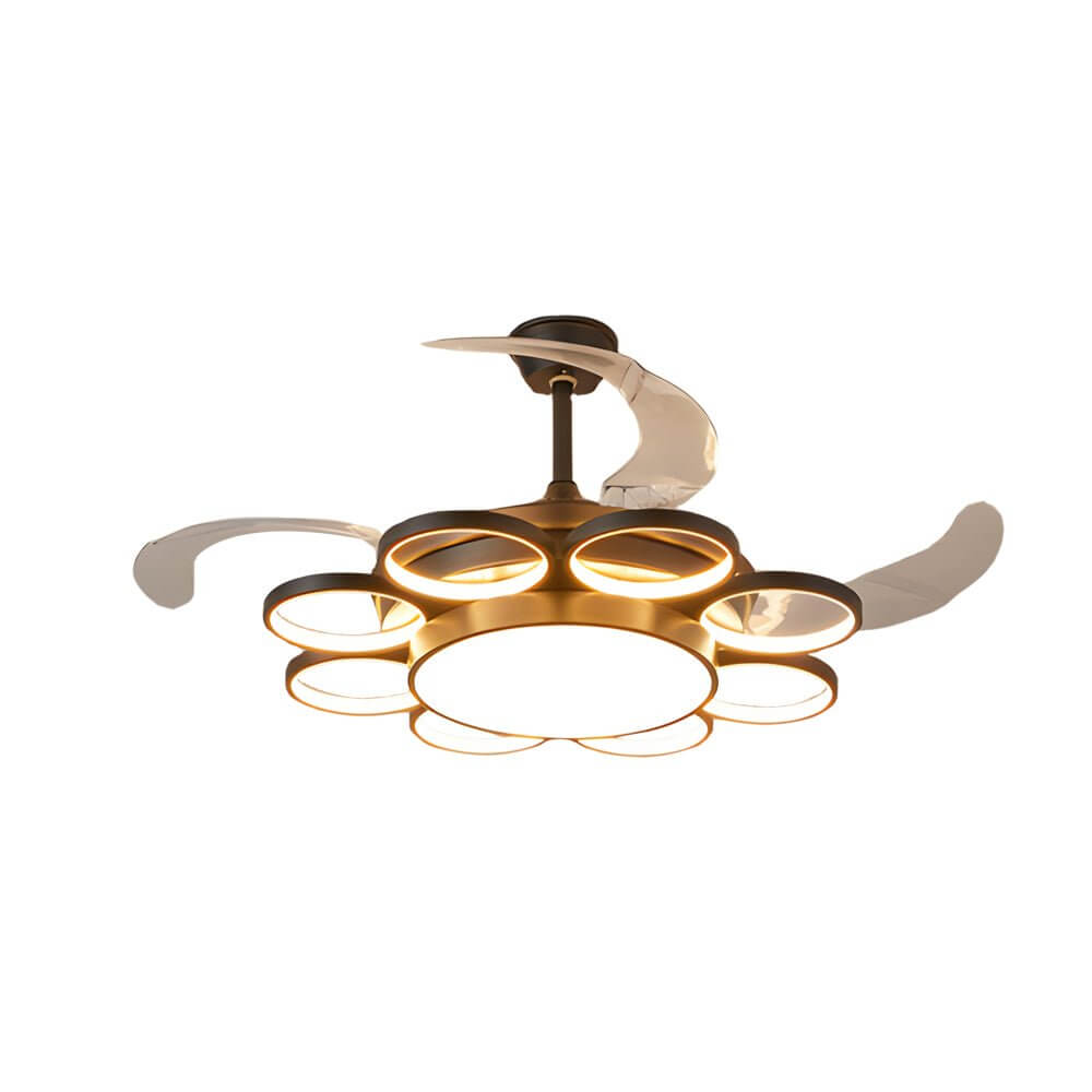 Modern Gold Ceiling Fan with Light Invisible Silent LED Lamp