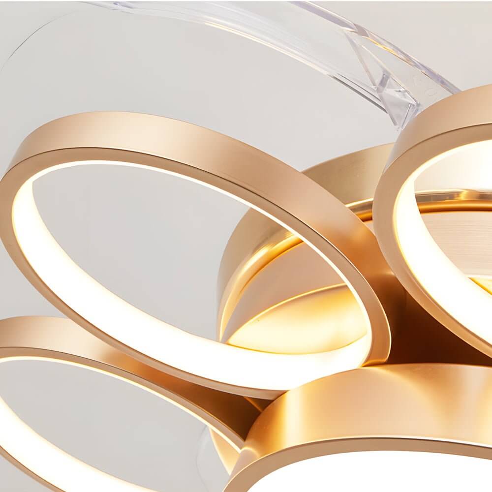 Modern Gold Ceiling Fan with Light Invisible Silent LED Lamp
