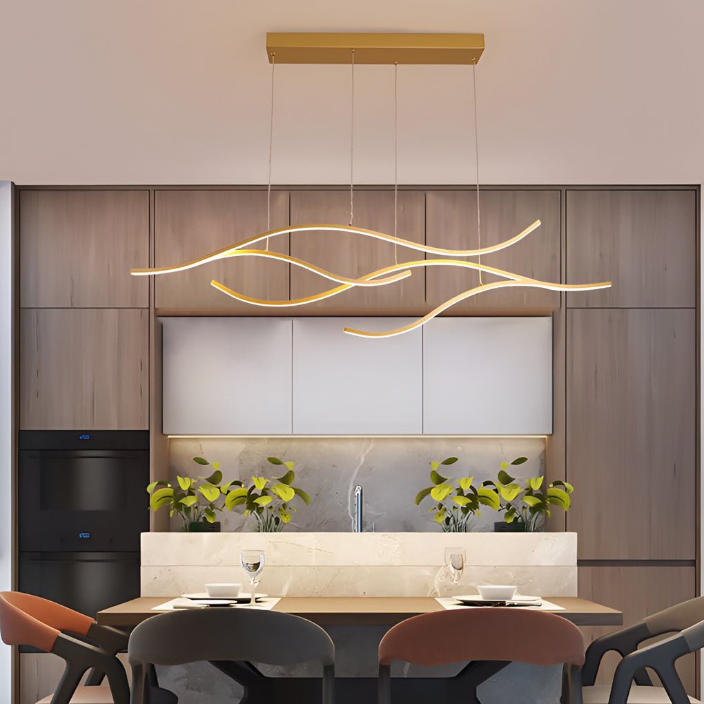 Modern Kitchen Bundle: Wave Linear Light, Pendants & Cabinet Light