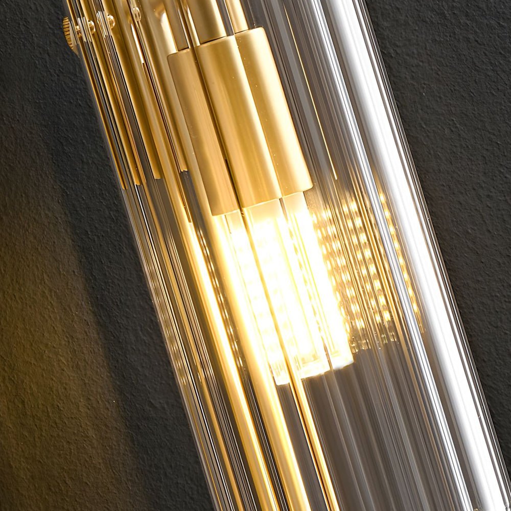 Modern Luxury 4-Light Oval Brass Wall Lamp with Clear Glass Shade