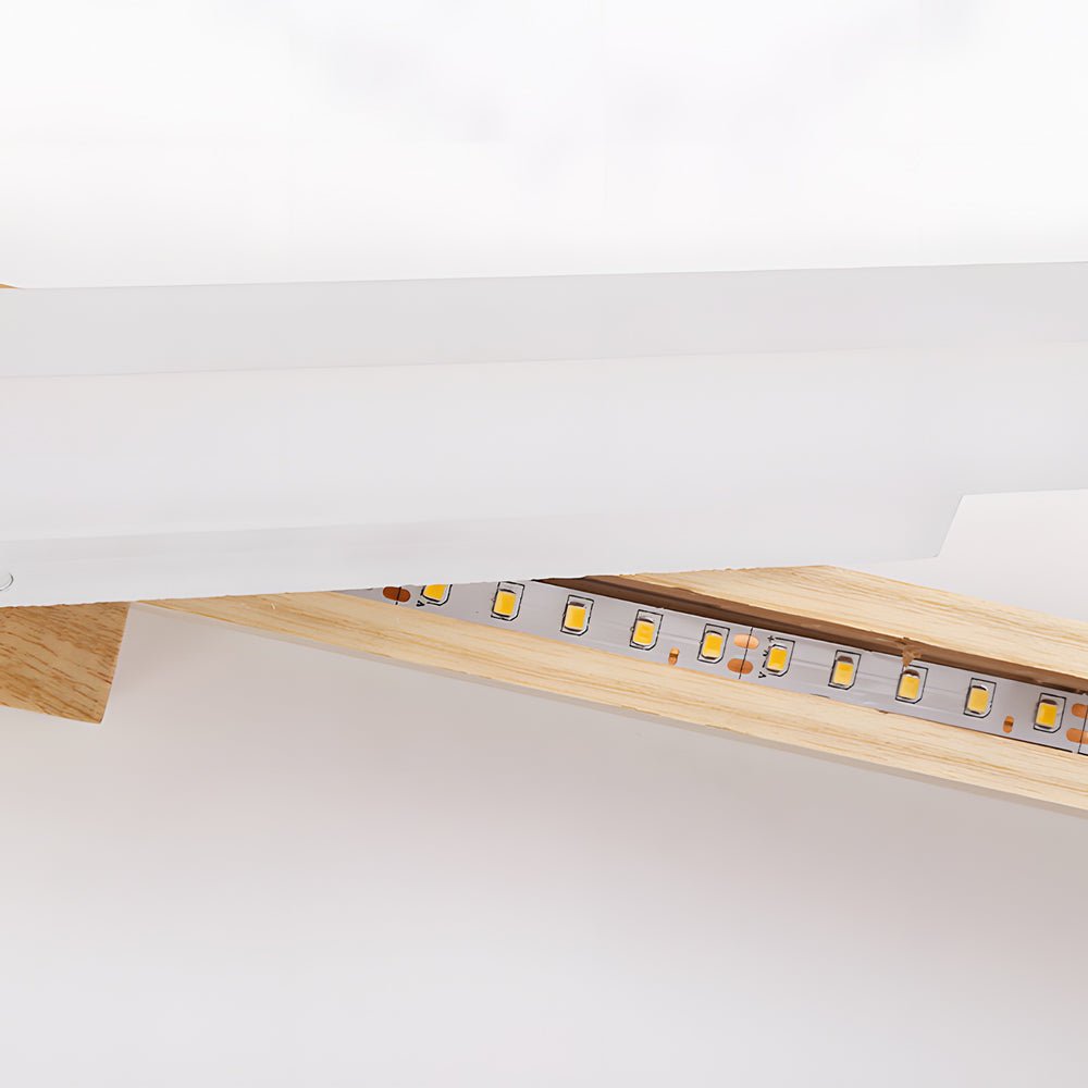 Modern Wooden LED Vanity Light Rectangular Wall-Mount Bathroom Lighting