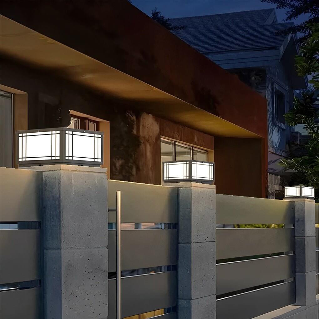 [Open-Box] Retro Grilles Waterproof LED Fence Post Lights with Remote