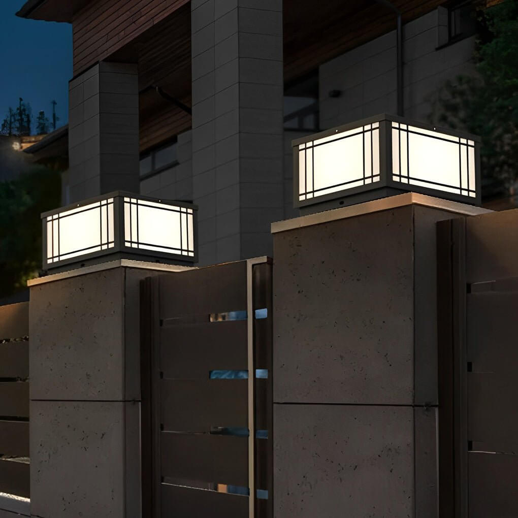 [Open-Box] Retro Grilles Waterproof LED Fence Post Lights with Remote