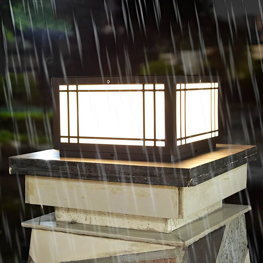 [Open-Box] Retro Grilles Waterproof LED Fence Post Lights with Remote