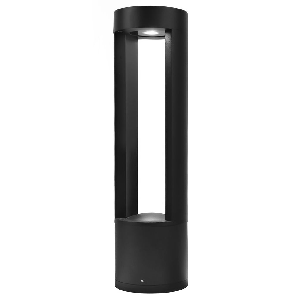 [Open-Box] Waterproof LED Outdoor Bollard Lights Hollow Cylindrical Black Lamp for Elegant Exterior Lighting