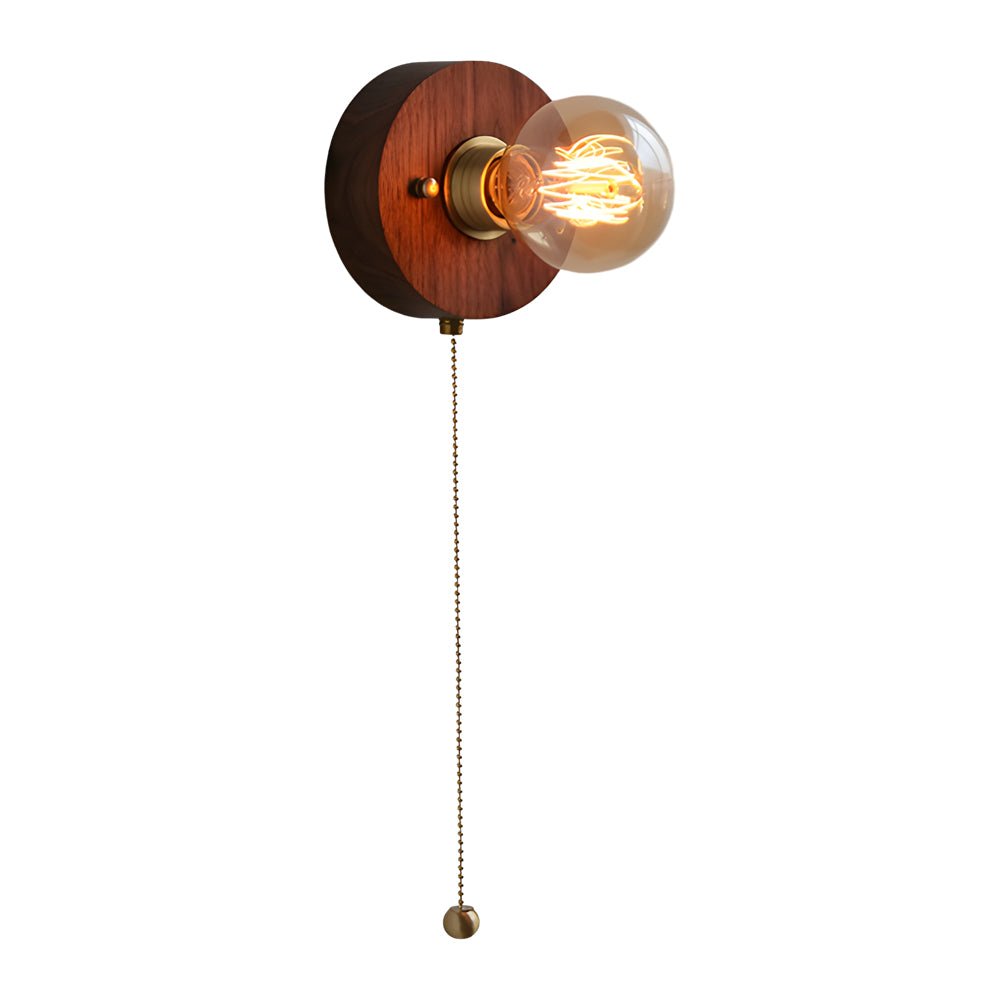 Retro Bedside Wall Light Mid-Century Modern Walnut and Brass Light