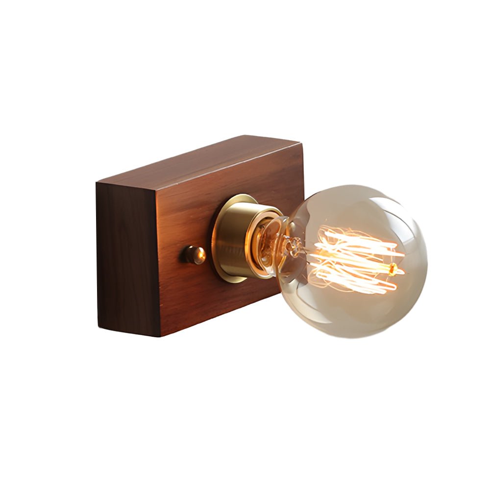 Retro Bedside Wall Light Mid-Century Modern Walnut and Brass Light