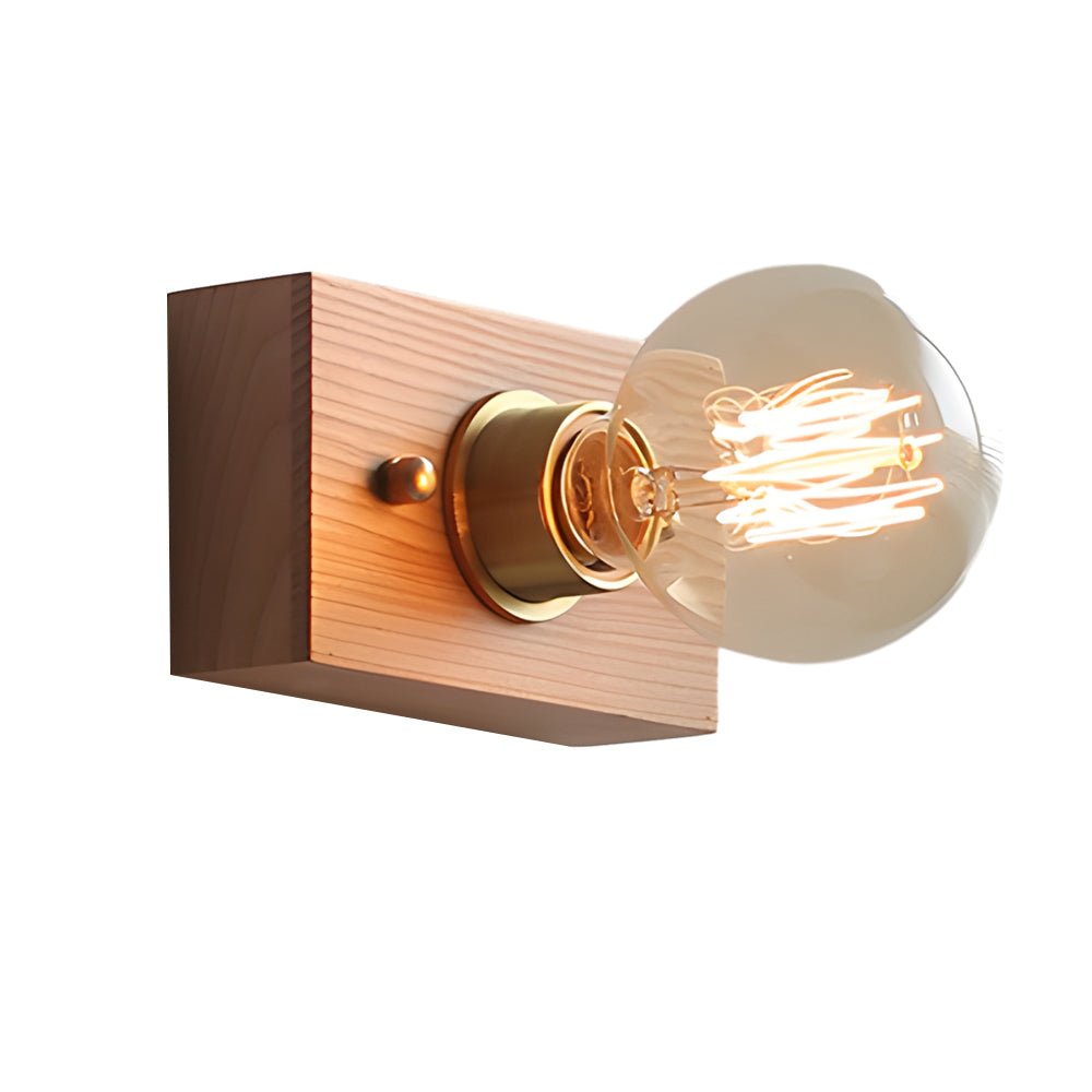 Retro Bedside Wall Light Mid-Century Modern Walnut and Brass Light