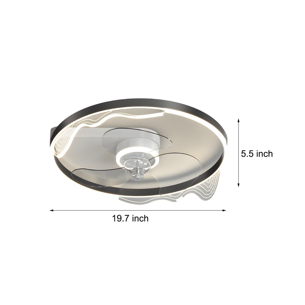 Round Acrylic Waves Decor LED Three Step Dimming Modern Ceiling Fan with Lights
