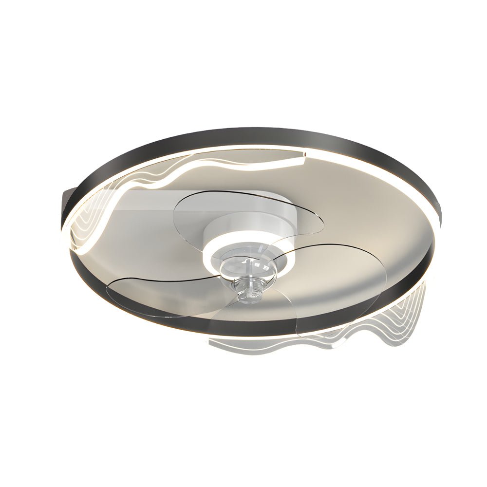 Round Acrylic Waves Decor LED Three Step Dimming Modern Ceiling Fan with Lights