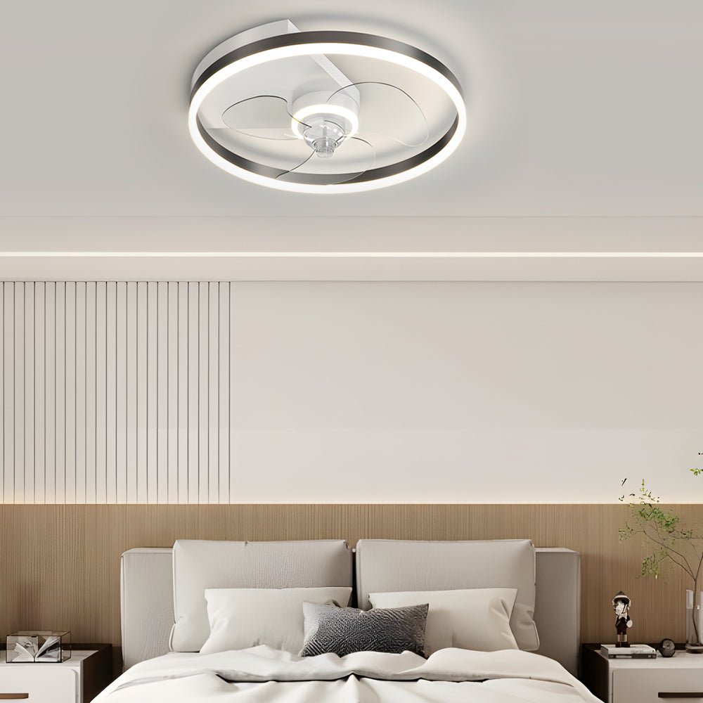 Round Ceiling Fan with Light Modern Silent Ceiling LED Light