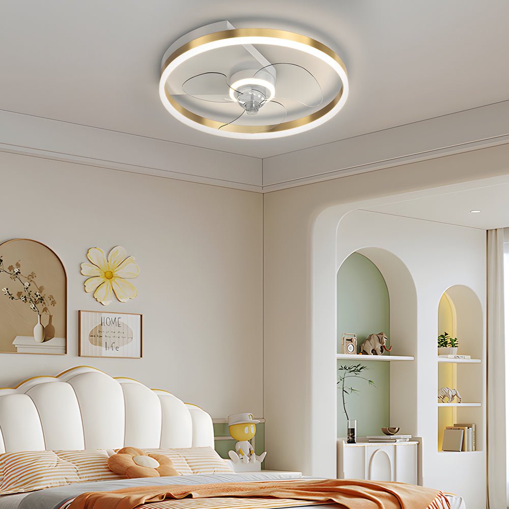 Round Ceiling Fan with Light Modern Silent Ceiling LED Light