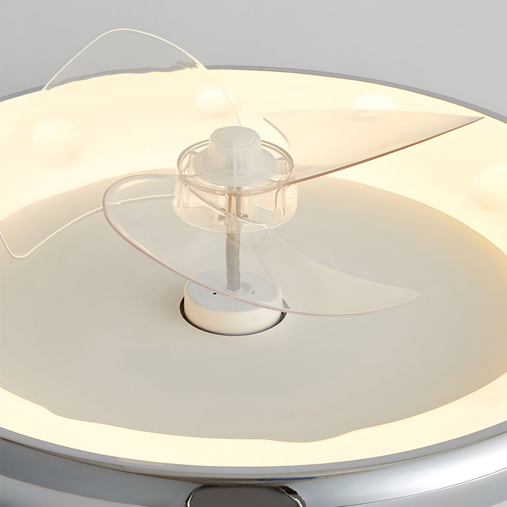 Round Ceiling Fan with Light Remote‑controlled 3‑blade Light