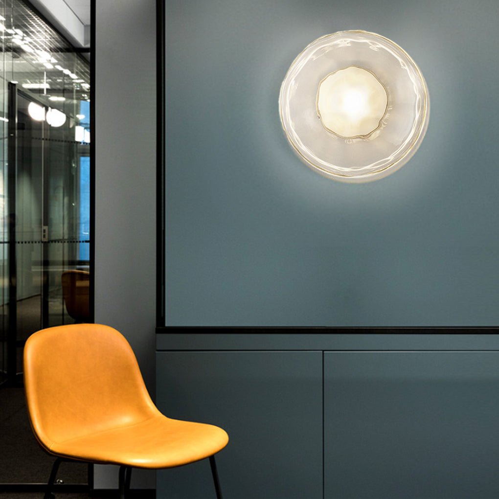Wall Lamp with Diffused Light Modern Round Glass Shell Light