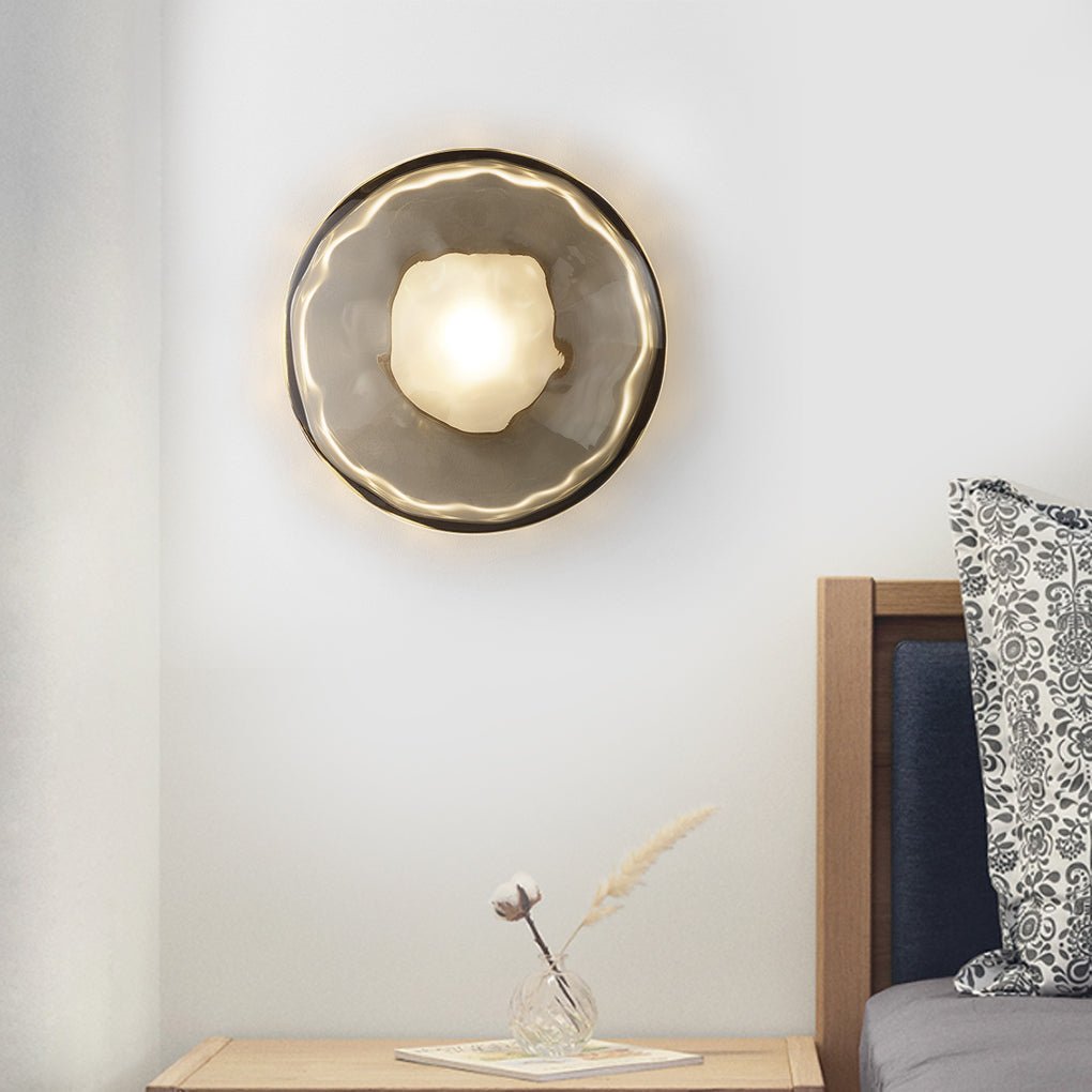 Wall Lamp with Diffused Light Modern Round Glass Shell Light