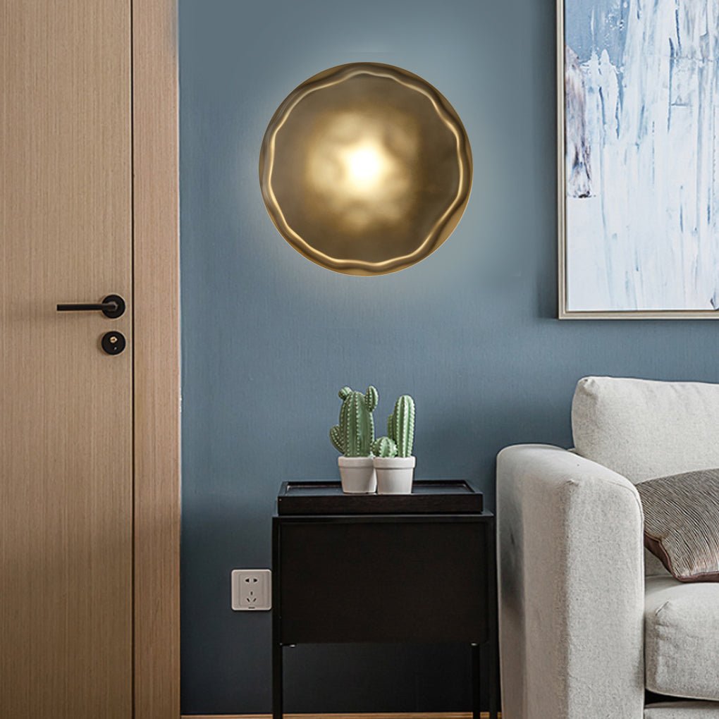 Wall Lamp with Diffused Light Modern Round Glass Shell Light
