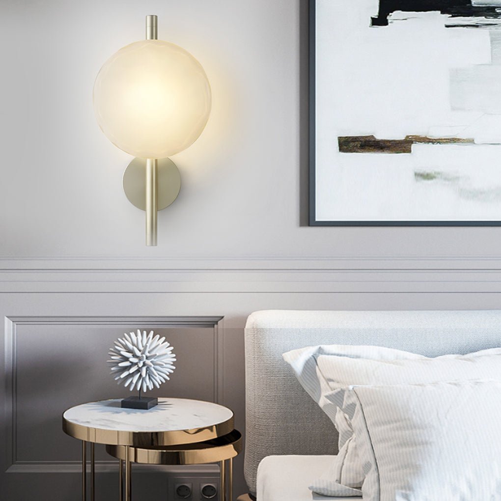 Wall Lamp with Diffused Light Modern Round Glass Shell Light